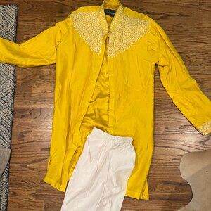 Yellow Embroidered Kurta + Bottoms